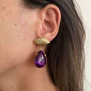 Earrings vintage purple drops elegance jewelry